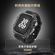 For Apple Watch Strap Series 10 46mm Two-Tone Translucent Black Case Band Strap Contrast Smoke Matt