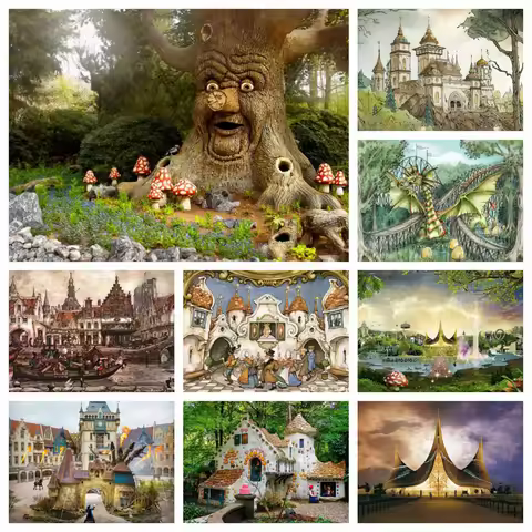 Netherlands Efteling Park Diamond Painting Fantasy Children's Paradise Landscape Cross Stitch Mosaic