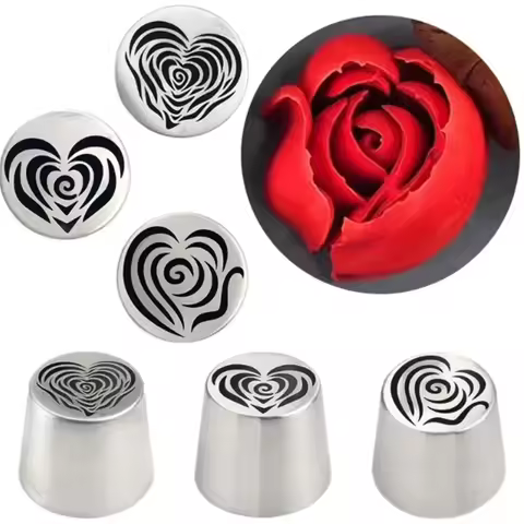 Stainless Steel Oversized Russian Piping Rose Pattern Icing Pastry Nozzle Marshmallow Flower Cream N