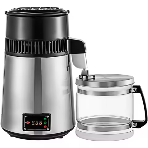 VEVOR 750W 4L Water Distiller Purifier Filter Dispenser Heating Drinking Bottle Softener 304 Stainle