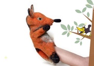 布偶戲用毛線製作的紅狐布偶，環保玩具。