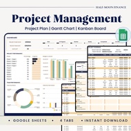 Project Management Template in Google Sheets, Gantt Chart, Kanban Board, Master Team Task Tracker