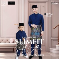 QAYRAA 2026🪔 Royal Blue Baju Melayu Soft Cotton Slim Fit Cekak Musang Ayah dan Anak Sedondon Family 