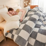 Checkerboard Super Thick Warm Winter Blankets Soft Artificial Lamb Cashmere Weighted Blanket Fluffy 
