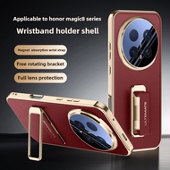 For Honor Magic 8 Magic 8 Pro Case leather-covered metal Protective wristband holder Back Cover Case
