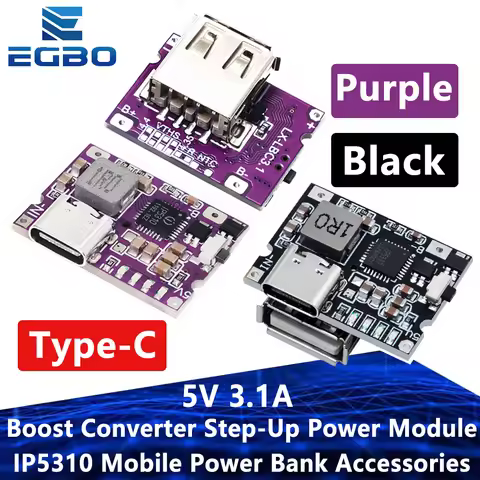 Type-C USB 5V 3.1A Boost Converter Step-Up Power Module IP5310 Mobile Power Bank Accessories With Sw