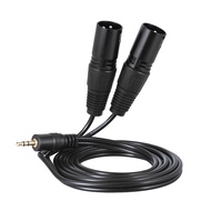 [2TPO] 1.5m/ 5ft Audio Cable Cord Dual XLR Male to 3.5mm Male Plug