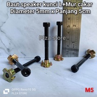 10.pcs Baut speaker+mur cakar L hitam M5 panjang 5cm baja kunci L kepala bulat Baut mur cakar speake