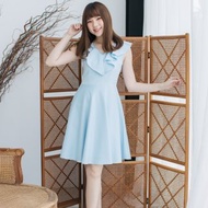 淺藍色派對禮服，藍色派對洋裝，婚禮洋裝，傘狀裙，無袖 Blake。