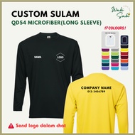 Custom SULAM QD54 Nama+Logo Microfiber Quick Dry Long Sleeve Tshirt jersey Oren Sport Lengan Panjang