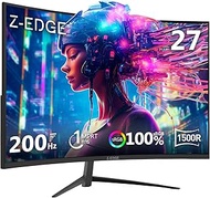 Z-Edge Gaming Monitor 27 inch 200 Hz, 1 ms, FreeSync, Screen FHD 1080P with DP Cable, 350cd/m², 1500