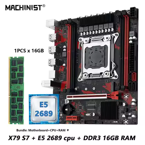 MACHINIST X79 S7 Motherboard Intel Xeon E5 2689 LGA 2011 CPU Processor + DDR3 1*16GB RAM Support M.2