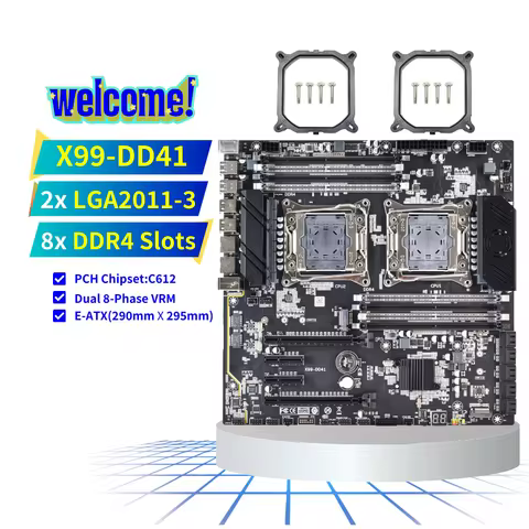 New Dual CPU Mainboard X99-DD41 with 8X DDR4 RAM Slots kit Xeon X99 2680 v4 Completo Dual CPU Mother