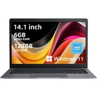14 inch FHD Laptop Computer, 6GB DDR4 RAM/128GB SSD, Intel J4005 Processor (Up to 2.7GHz), Win 11 Th