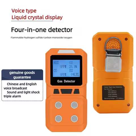 Handheld Portable High Precision 4-in-1 Gas Detector - Combustible & Toxic Hazardous Gas Meter O2 CO