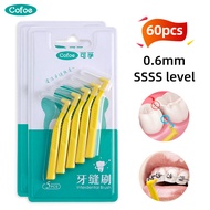 (0.6mm)Cofoe 60pcs Interdental Brush Orthodontic Floss Sticks for Brace Braces With Case Toothpick Brushes Oral Hygiene Dental Cleaner L type Head Flossing Tooth Seam Care Cleaning Toothbrush Cusp Teeth Clean Decay Gum Disease