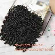 Burmese Curly Human Hair Crochet 100% Human Hair 60g 18inch Extension For Salon Silky Water Curly 3c