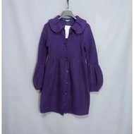 專櫃Benetton 娃娃領砰袖造型紫色長版針織外套 B1010【點點藏物】