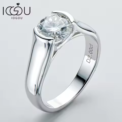 IOGOU 2ct Moissanite Diamond Solitiare Engagement Rings For Women 100% 925 Sterling Silver Bridal We