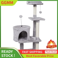 LZD FISH&amp;NAP US06H Cat Tree Cat Tower Cat Condo Sisal Scratching Posts with Jump Platform Cat Furniture Activity Center Play House Grey