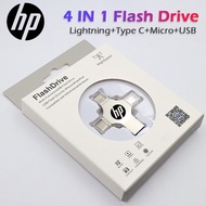 Hewlett-Packard 4 in 1 flash drive USB 3.0 Metal Memory Stick 1TB/512GB/256GB/128GB 64GB 32GB 16GB OTG Pendrive Fast Speed Type C/ lightning/micro usb for iPhone/Tablet/PC 32g 64g
