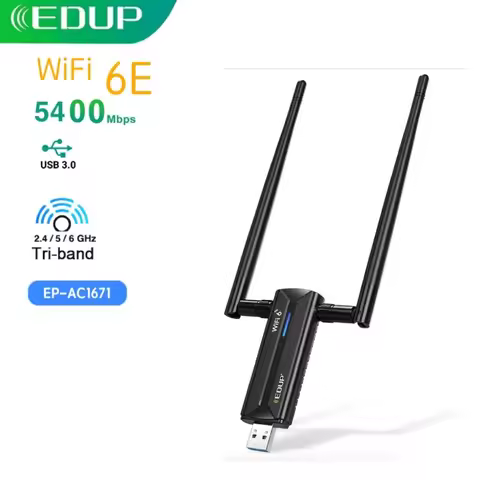 EDUP 1671 AX5400 WiFi 6E USB 3.0 Wireless Adapter Tri Band 2.4/5/6GHz Network Card 802.11AX with Hig