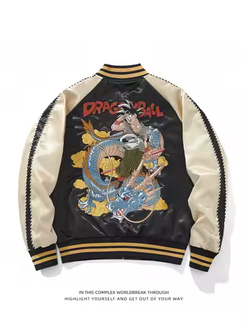 SUKAJAN Embroidered Jacket Baseball Uniform Heavyweight Unisex Anime Themed Fashion Standard Fit Lon