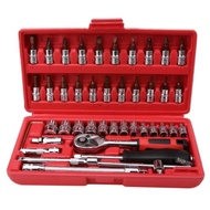 [LKC145] 46pcs Chrome Vanadium Socket Set Tool Box Set Ratchet Spanner Wrench Set