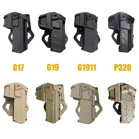&Tactical Movable Holster for Hunting Glock 17 19 1911 Pistol Holster with Spring Lanyard, Holster w