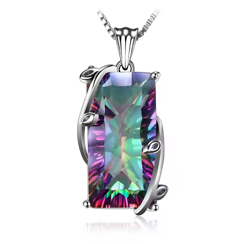 Vintage Multicolor Mystic Quartz Pendant Necklace Jewelry for Women, Elegant Bridal Birthday Gift fo