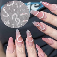 5D Silk Embossed Sticker | Pink White Snake | JI-5D73 Nail Stickers