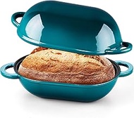 Onader Enameled Cast Iron Dutch Oven for Sourdough Bread Baking, 9x5-1/2 Inch Oval Cast Iron Bread O