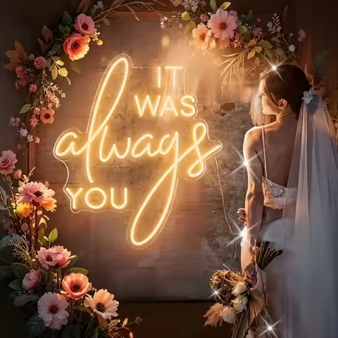 "It Was Always You" Romantic Neon Sign LED Wall Light- USB-Powered, Easy Mount for Weddings/Proposal