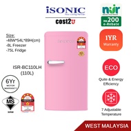 [NUR] isonic 110L Vintage One Door Refrigerator | ISR-BC110LH (Single Door Fridge Peti Ais Sejuk Kec