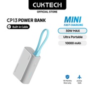 【3C  Certification】CUKTECH Mini Powerbank 10000mAh 30W Fast Charging Built in Cable Powerbank iP16/1