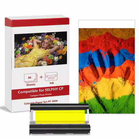 Canon Selphy CP1300 Compatible 1 Ink Cartridge 36 Sheets 4x6 Glossy Photo Paper for Compact Wireless