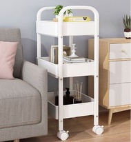 浴室儲物櫃,廚房置物架 移動置物收納架（3層白-基礎款（掛鉤+滑輪））#A806_F0030KHH