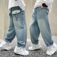 Boys' Fleece Style Boys Spring Trousers Puffian Match Jeans Handsome Boys Plus Pants 0 Medium Large 