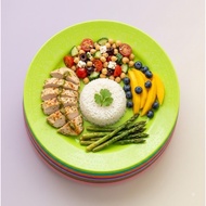JIMS 12PCS 9 Inches Plastic Round Plate Candy Colored Reusable Dinner Plate 9" Party Plate
