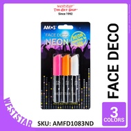 [Weststar TAS] AMOS Face Deco Crayon Face Paint Face Marker | 3 Neon Color Set face paint