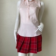 90 年代 Burberry 女式無袖襯衫/粉紅色棉質襯衫 38 碼