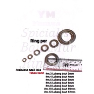 Ring per Stainless 304 m.3(100pcs)_m.4(100pcs)_m.5(100pcs)_m.6(100pcs)_m.8(50pcs)_m.10(10pcs)_m.12(5