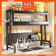 SIV 65-125cm Dish Cabinet Rack Over-The-Sink Dish Drainer Drying Rack Plate Storage Kitchen Organize