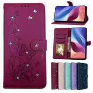 Rhinestones Casing For Xiaomi Redmi Note 9 8 7 Pro 9s 9T 8T Butterfly Print Leather Phone Case With 