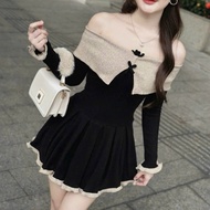 BEAUTIFUL BEIGE FLAT SHOULDER DRESS BG