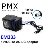 PMX 12VDC 1A AC-DC Regulated Transformer Type Adaptor - EM333