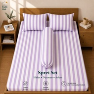 Lilac Striped Bed Sheet Set All Sizes