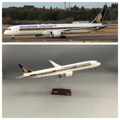 43cm Singapore Airlines B787-10 Airplane Model Resin 1/145 Scale Aircraft W Light & Wheel Static Col