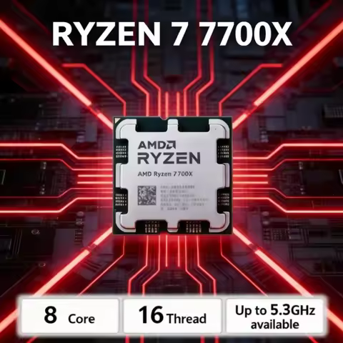 AMD Ryzen 7 7700X R7 7700X 8 Core 16 Thread Unlocked Gaming CPU Up to 5.4GHz AM5 Tray Version No Coo