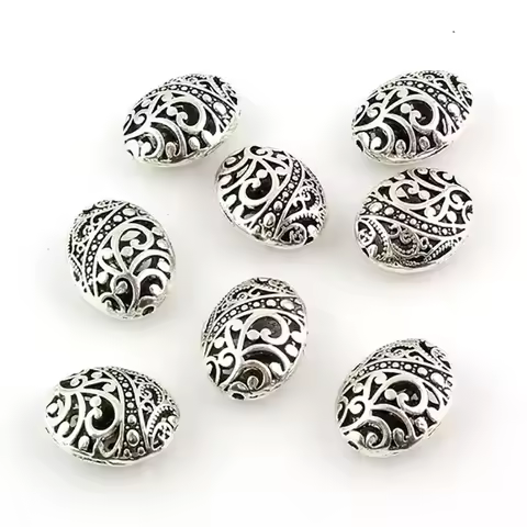 10pcs 11x17x22mm Trendy Tibetan Silver Plated Ellipse Shaped Hollow Spacer Bead DIY Jewelry Making B